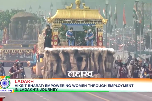The tableau of Ladakh takes part in the #RepublicDay2024